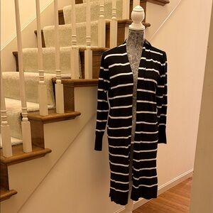 Black and White Striped Cardigan